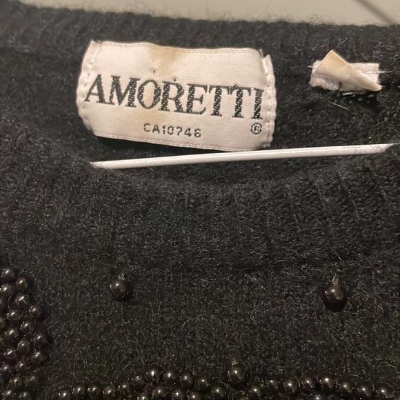 Vintage Amoretti Wool Black Beaded Sweater - Picture 11 of 11